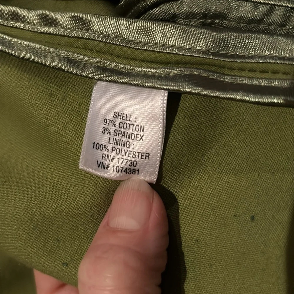 Mossimo Women's Short Trench Coat Green Snap Big Button size Medium - Picture 3 of 10